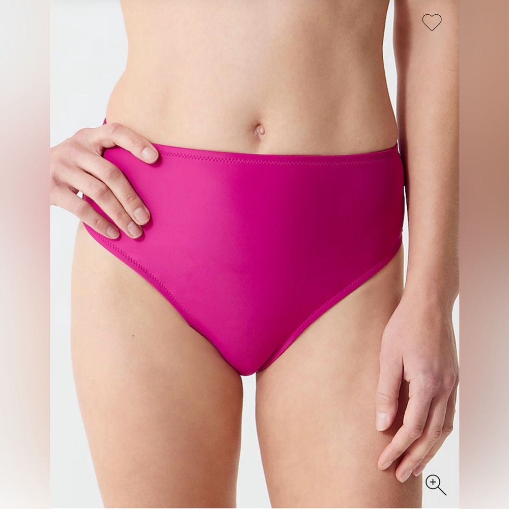 J. Crew High-Waist Bikini Bottoms in Bright Pink